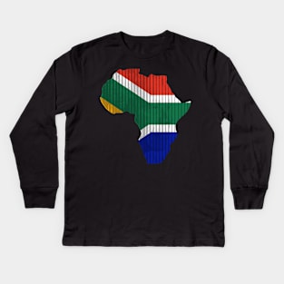 South Africa Flag in Shape of Africa Kids Long Sleeve T-Shirt